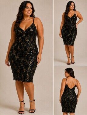 Elegant Black and Gold Sequin Dress